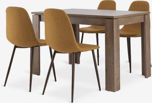 VEDDE D120 stol divlji hrast + 4 JONSTRUP curry/tamni hrast