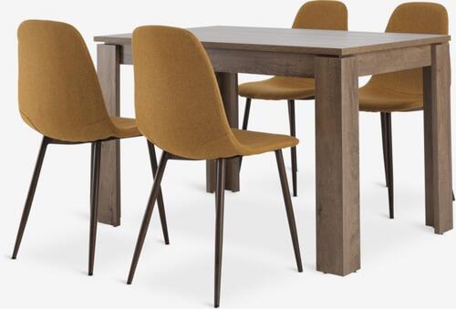 VEDDE D120 stol divlji hrast + 4 JONSTRUP curry/tamni hrast