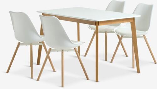 JEGIND D130 stol bijela + 4 KASTRUP stolice bijela
