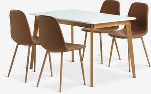JEGIND D130 stol bijela + 4 JONSTRUP konjak/hrast